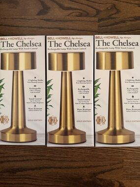 3 -Chelsea Rechargeable LED Touch Lamps in Gold